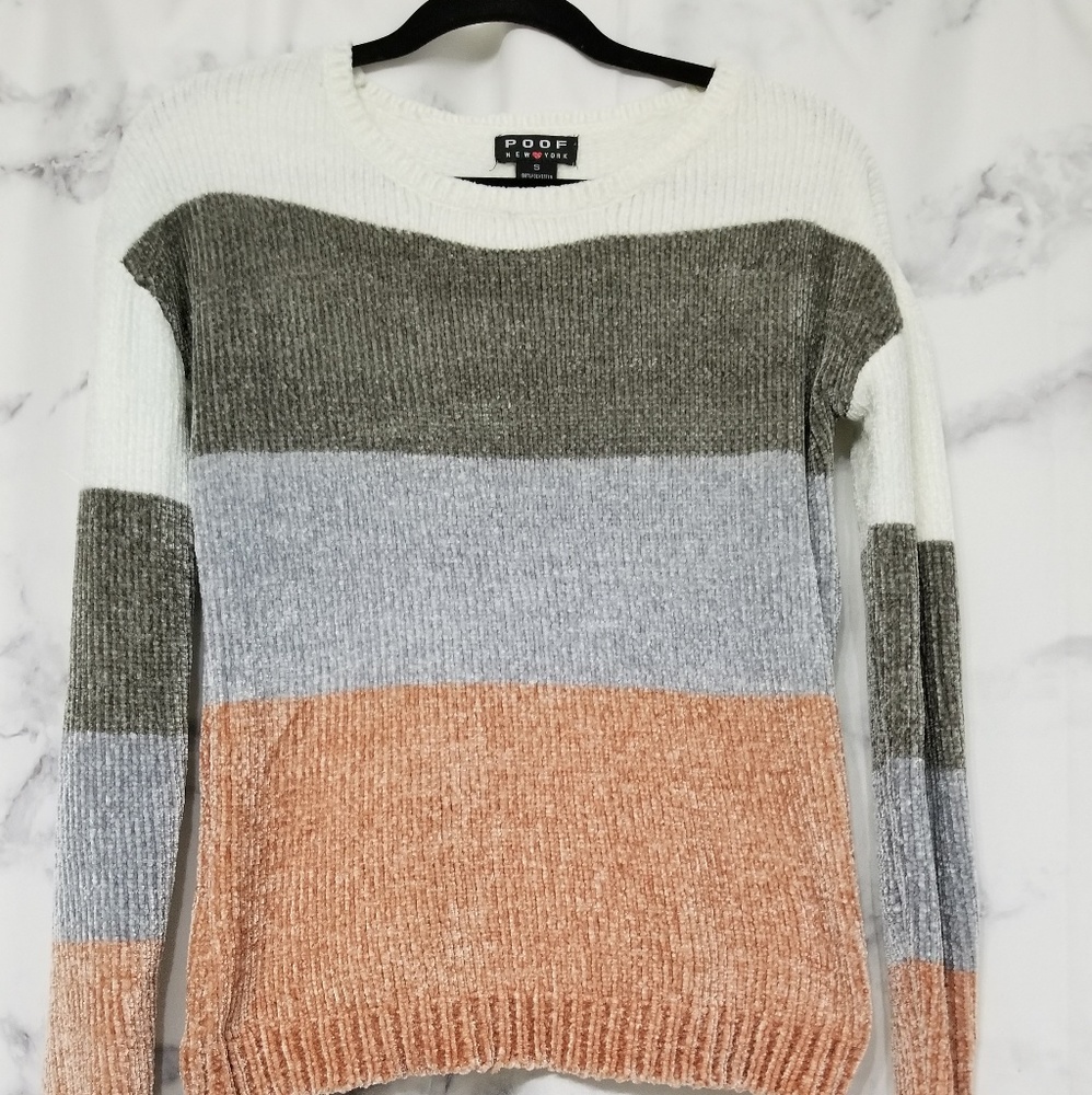 Poof stripped crop soft sweater